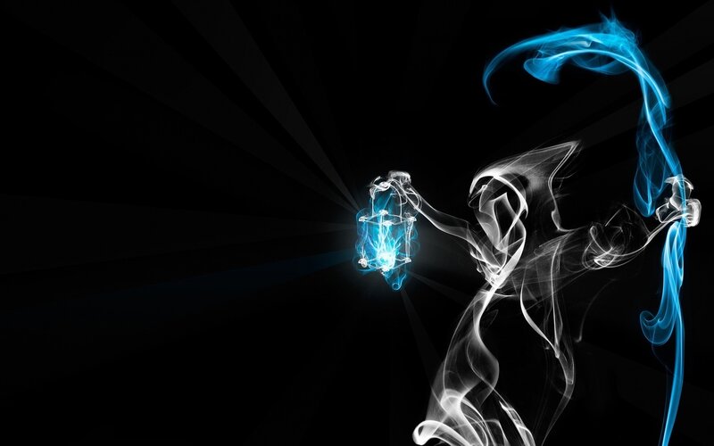 Smoke Figure Holding Lantern — Black