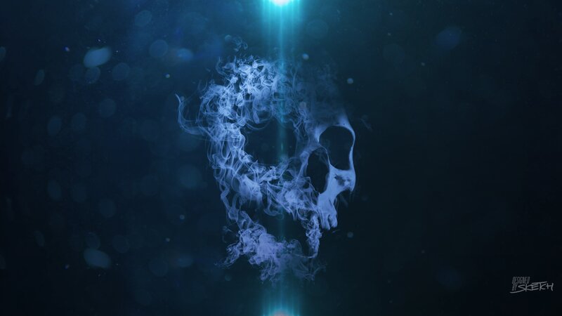 Smoke Forming a Skull — Blue