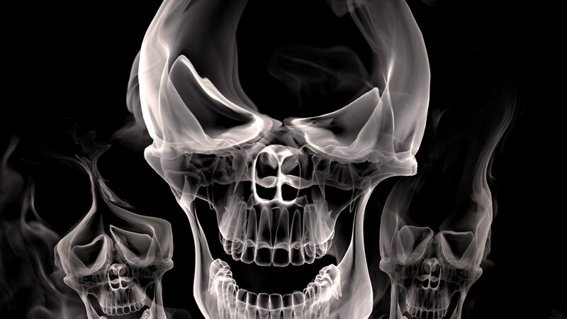 Smoke Forming Skulls — Black, Dramatic, Digital Art
