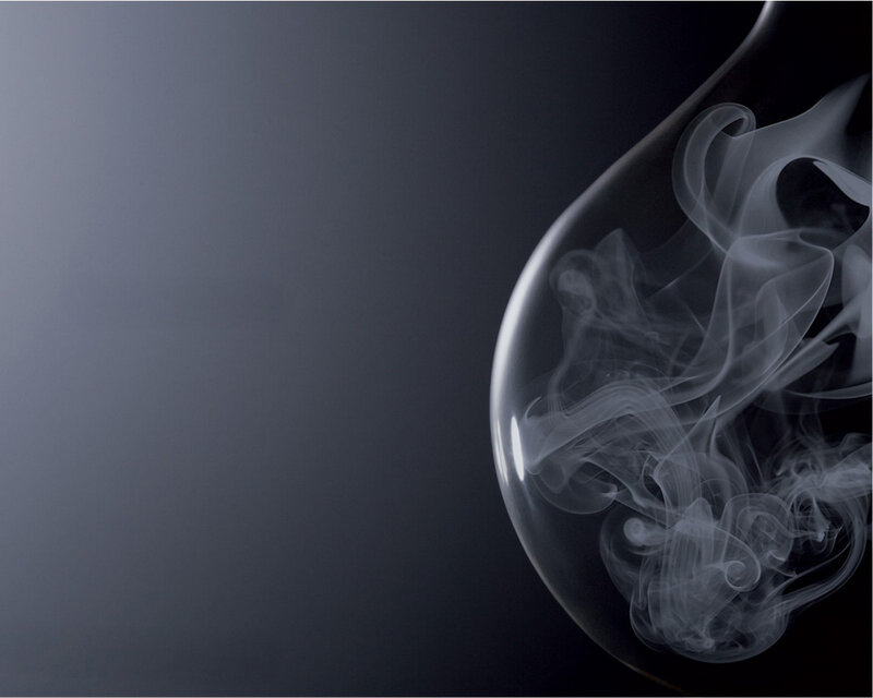 smoke in a glass container