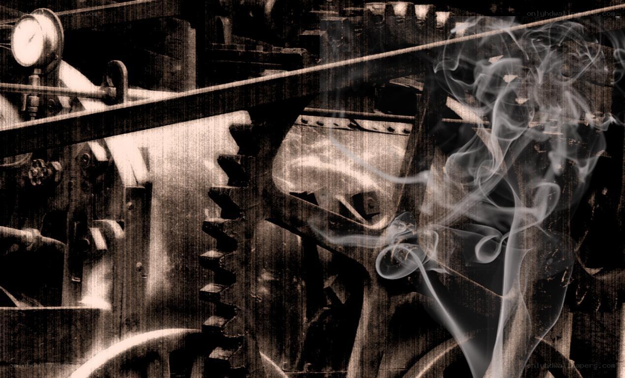 smoke over industrial gears