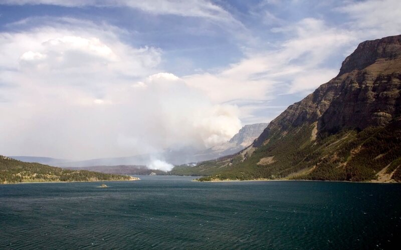 Smoke over Mountain Lake