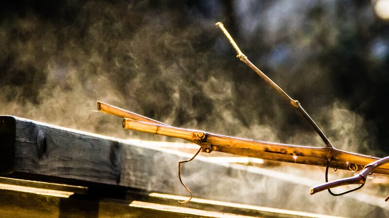 Smoke over wooden sticks