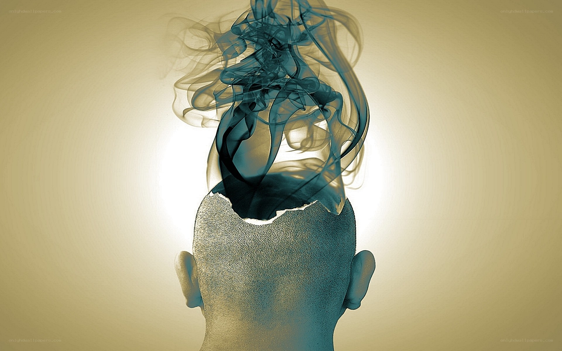 smoke rising from a head
