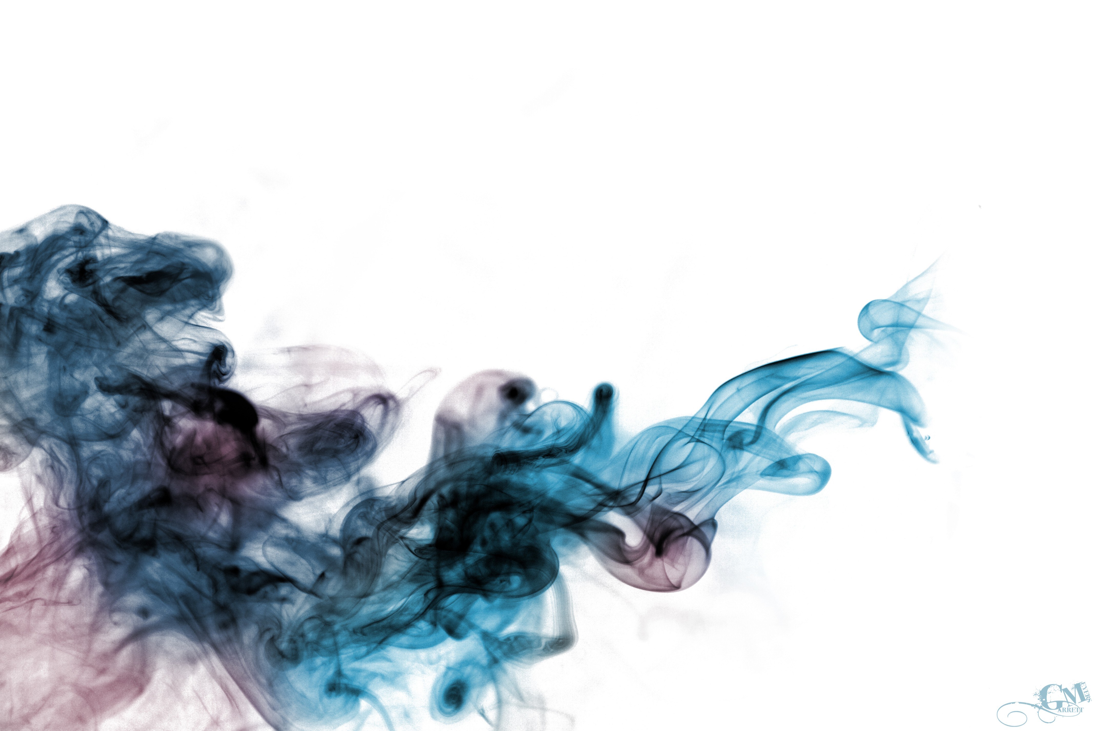 smoke swirls on white