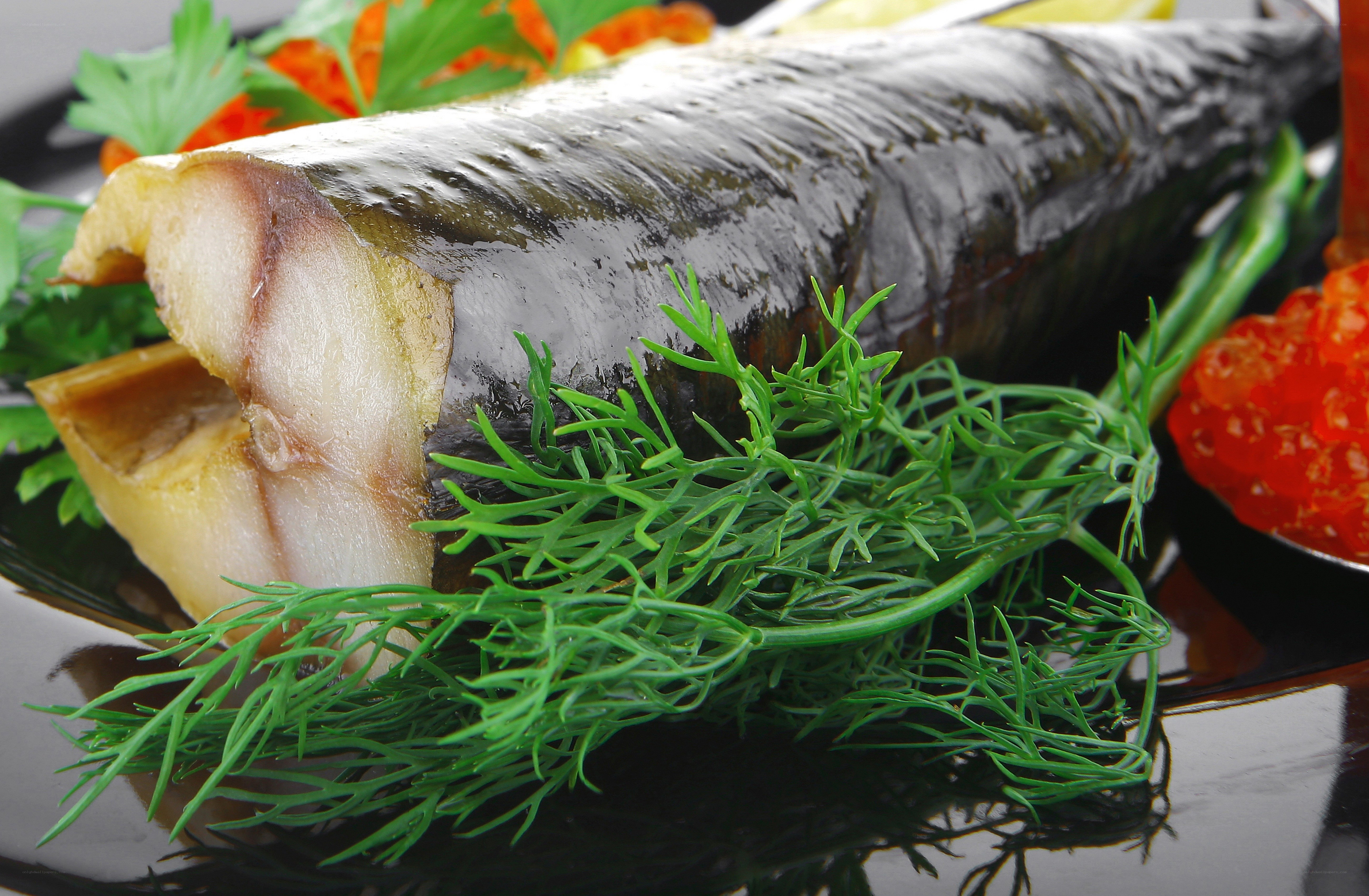 Smoked fish with dill and caviar