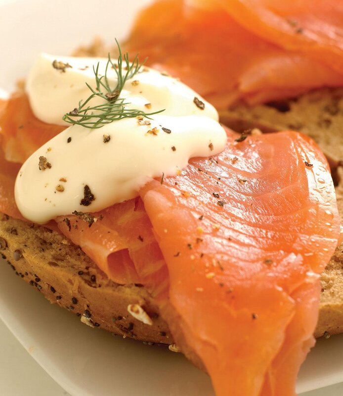 Smoked salmon on bagel