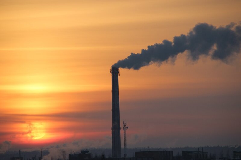 Smokestack Emitting Smoke — Orange