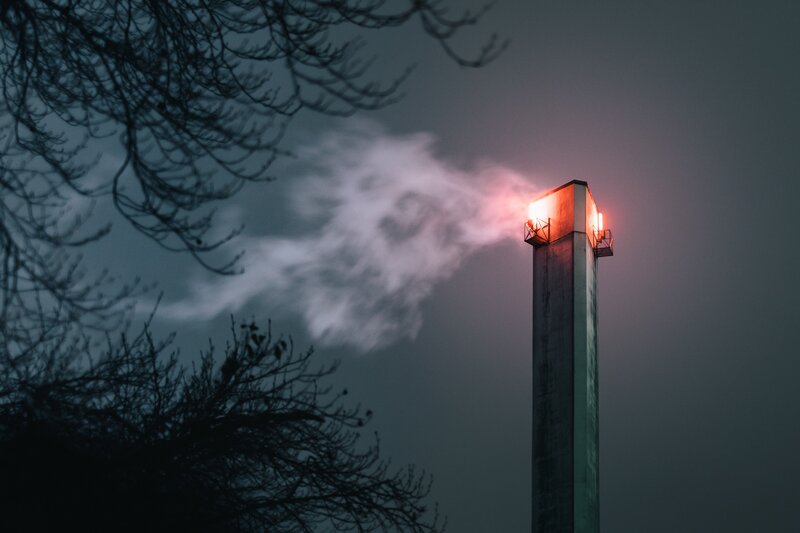 Smokestack Emitting Steam