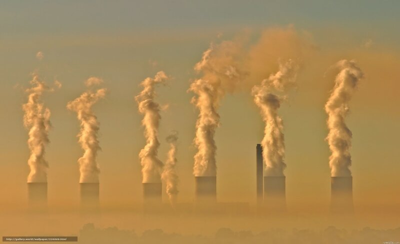Smokestacks Emitting Smoke — Orange
