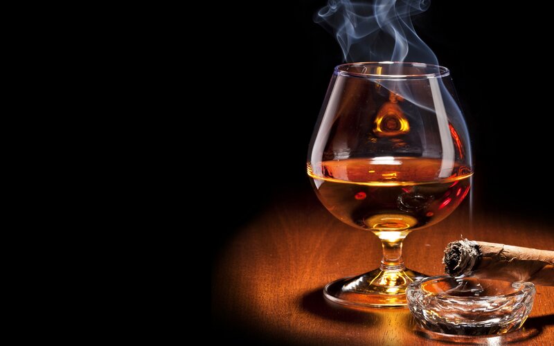 Smoking Cigar and Brandy