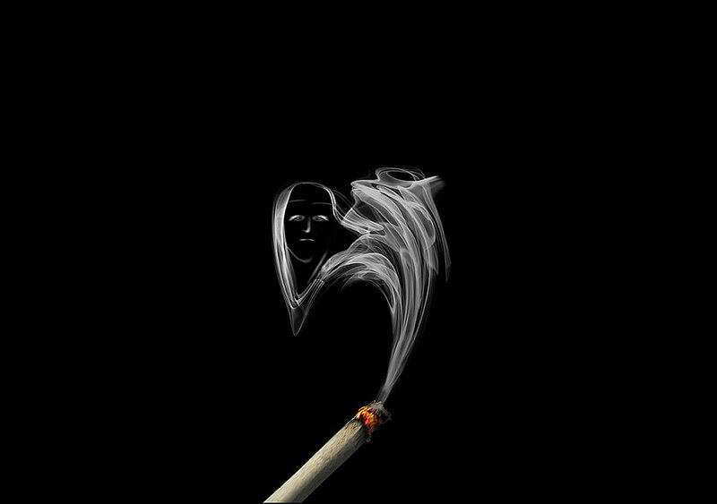 Smoking Cigarette — Black, Dramatic
