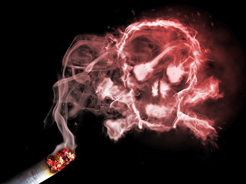 Smoking Cigarette with Skull Smoke — Black