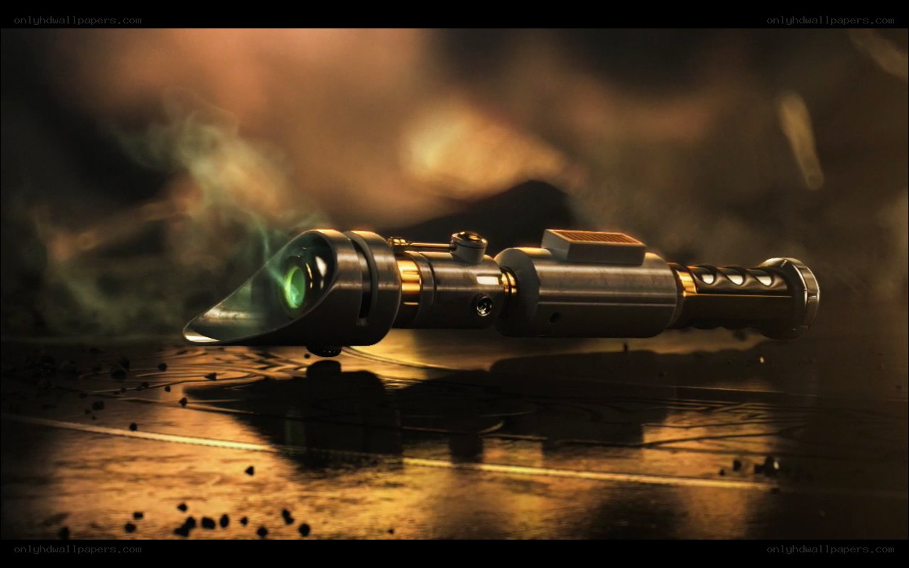 smoking lightsaber on ground