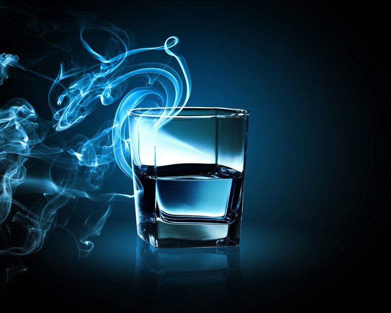 smoky blue drink in glass