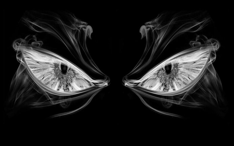 Smoky Eyes — Black, Dramatic, Digital Art, Smoke