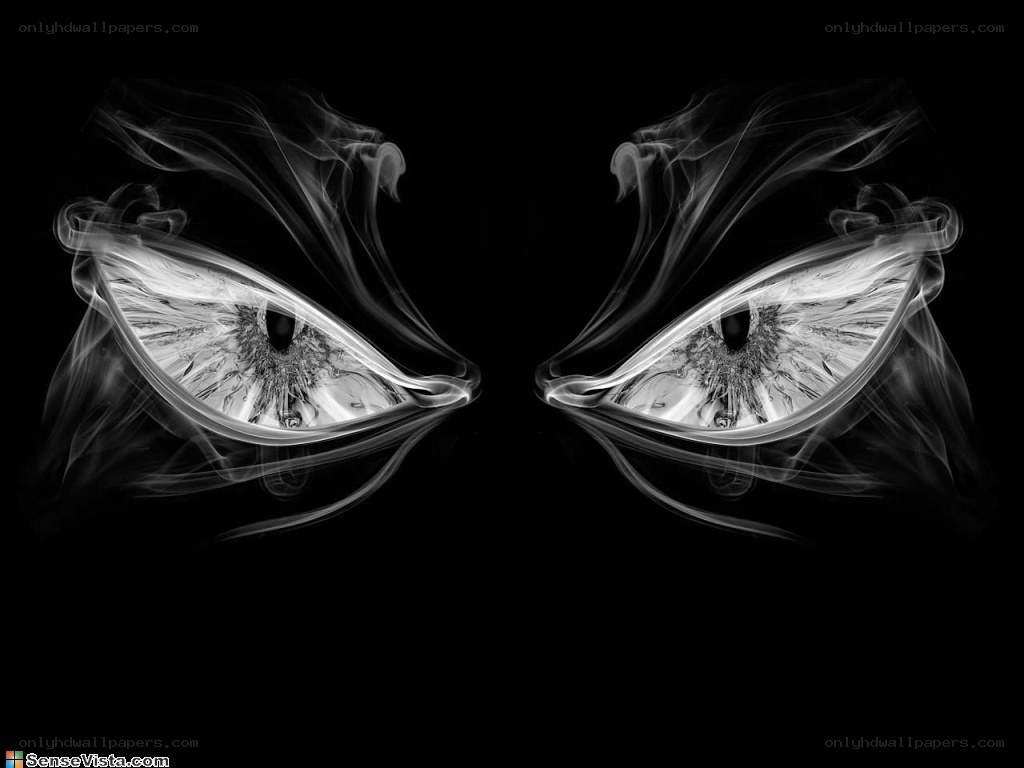 smoky eyes on black background