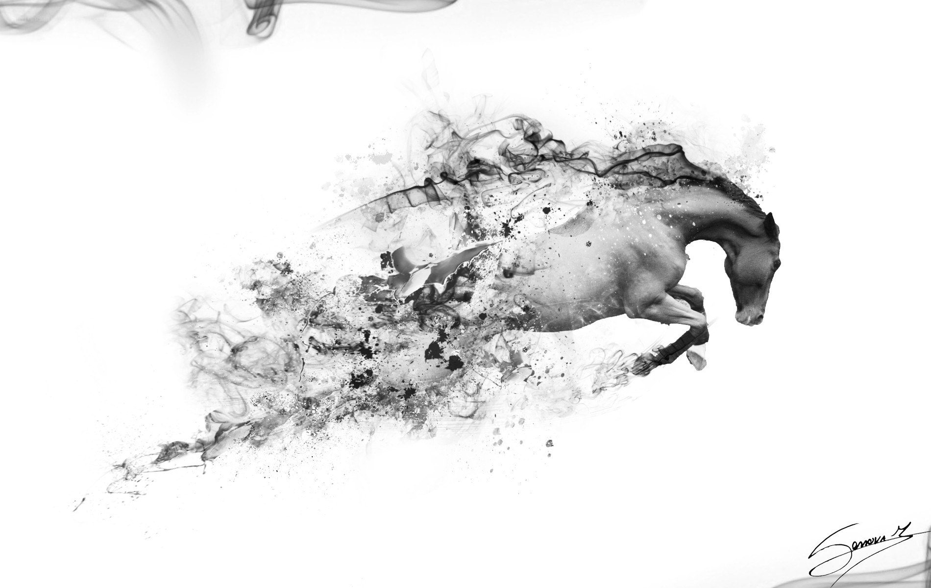 smoky horse in motion