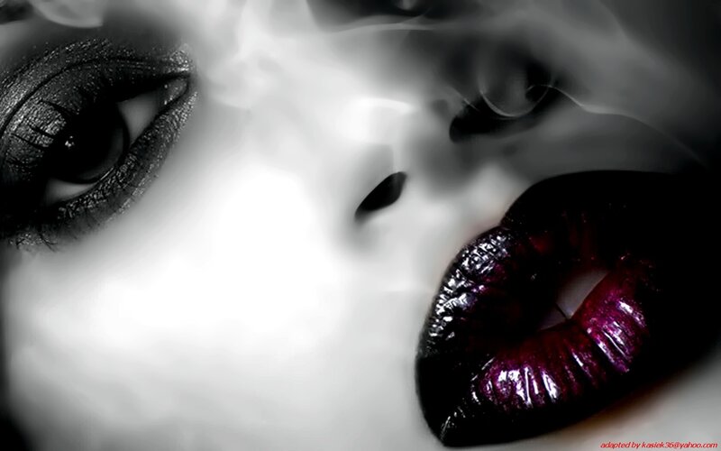 smoky lips and eye close-up