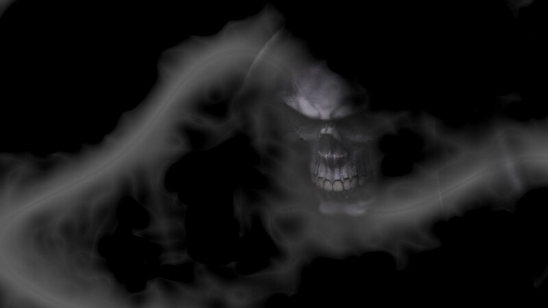smoky skull in darkness