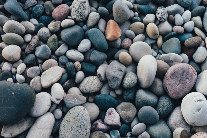 smooth pebbles on a beach