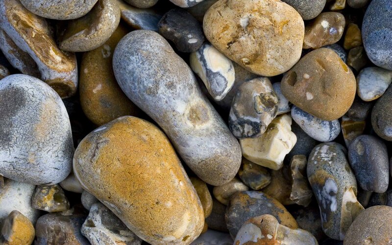 smooth pebbles on a beach
