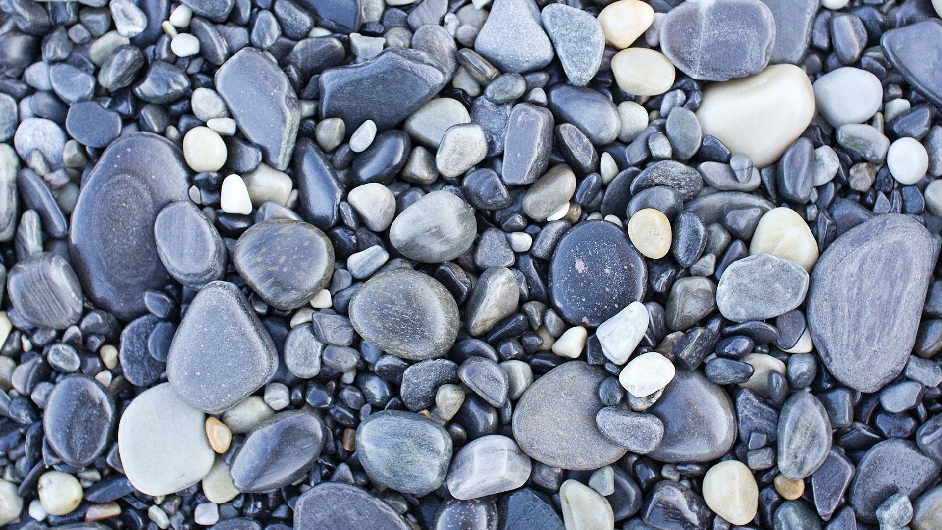 smooth pebbles on a beach