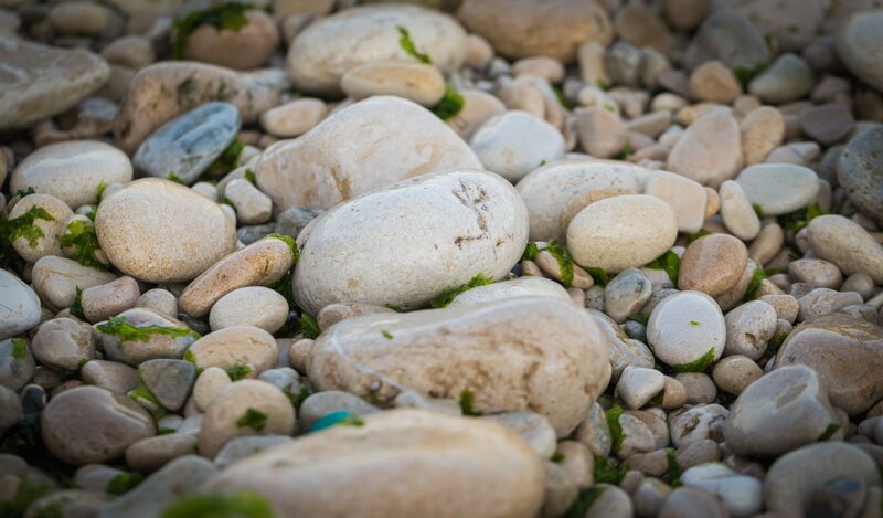 smooth pebbles on a beach