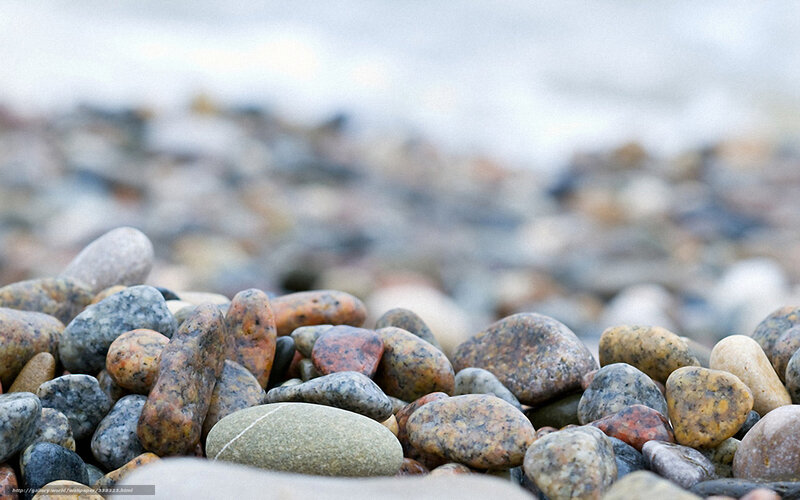 Smooth Pebbles on Beach — Gray, Calm, Photograph, Ocean
