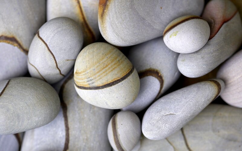 Smooth River Stones — Gray, Calm, Photograph, Stripes
