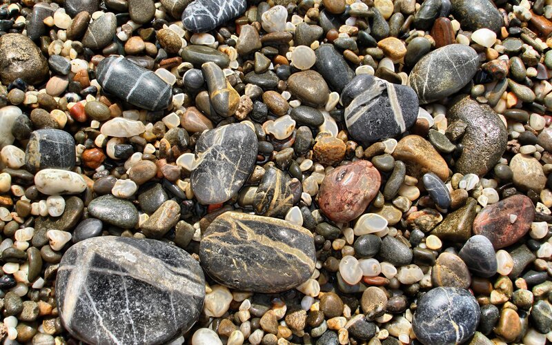 Smooth River Stones — Gray, Natural, Afternoon