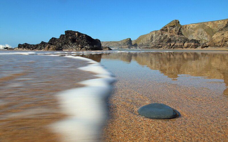 Smooth Stone on Beach — Blue