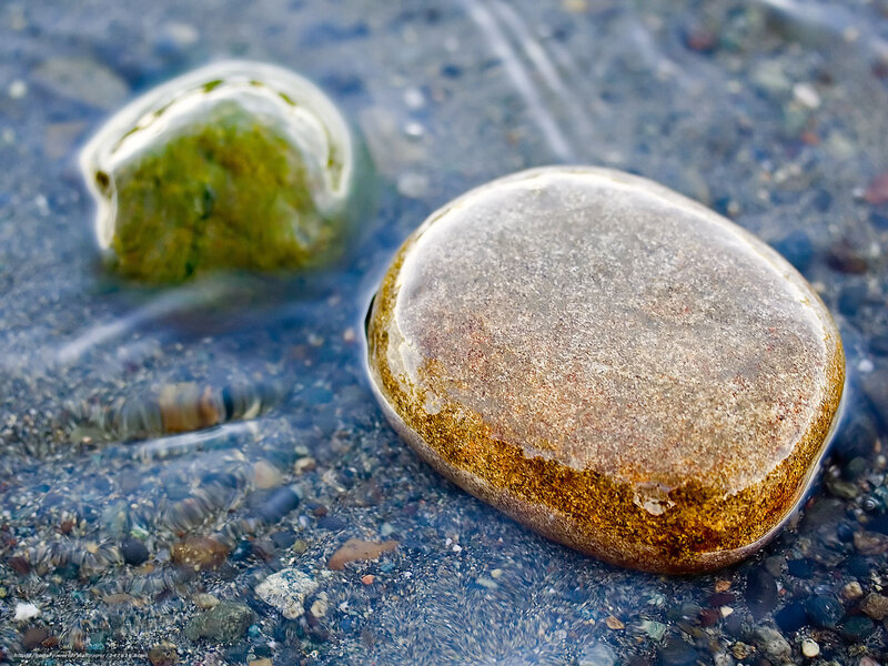 Smooth Stones in Water — Blue, Calm