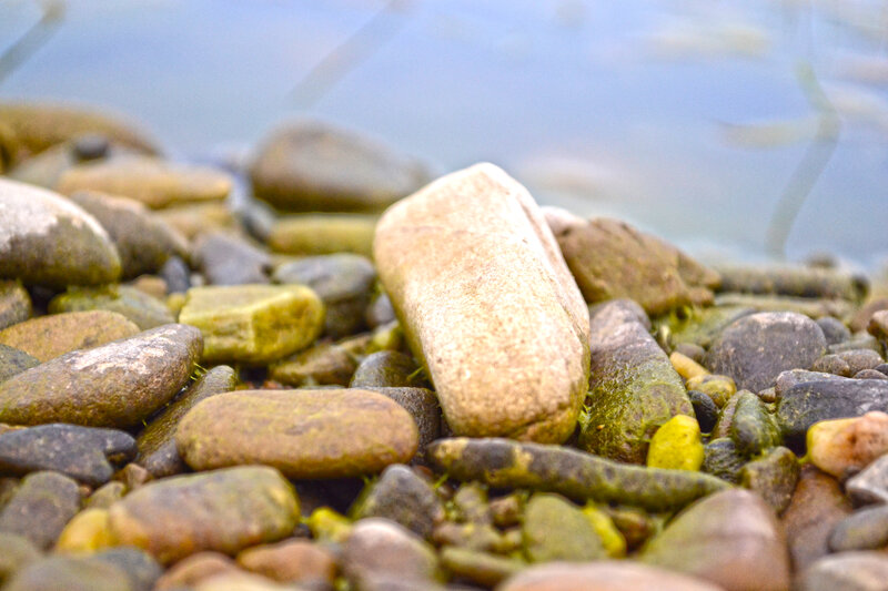 Smooth Stones in Water — Brown, Calm, Photograph