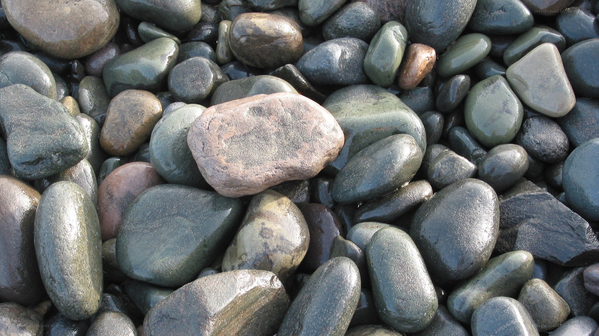 smooth stones on a beach