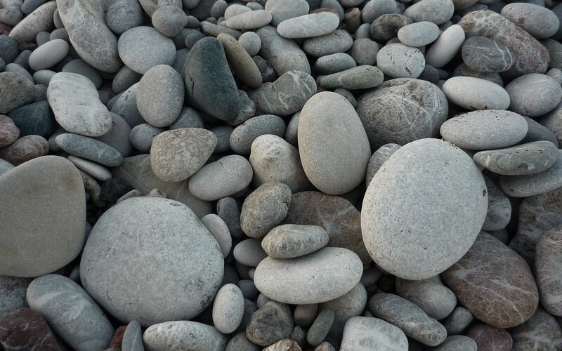 smooth stones on a beach