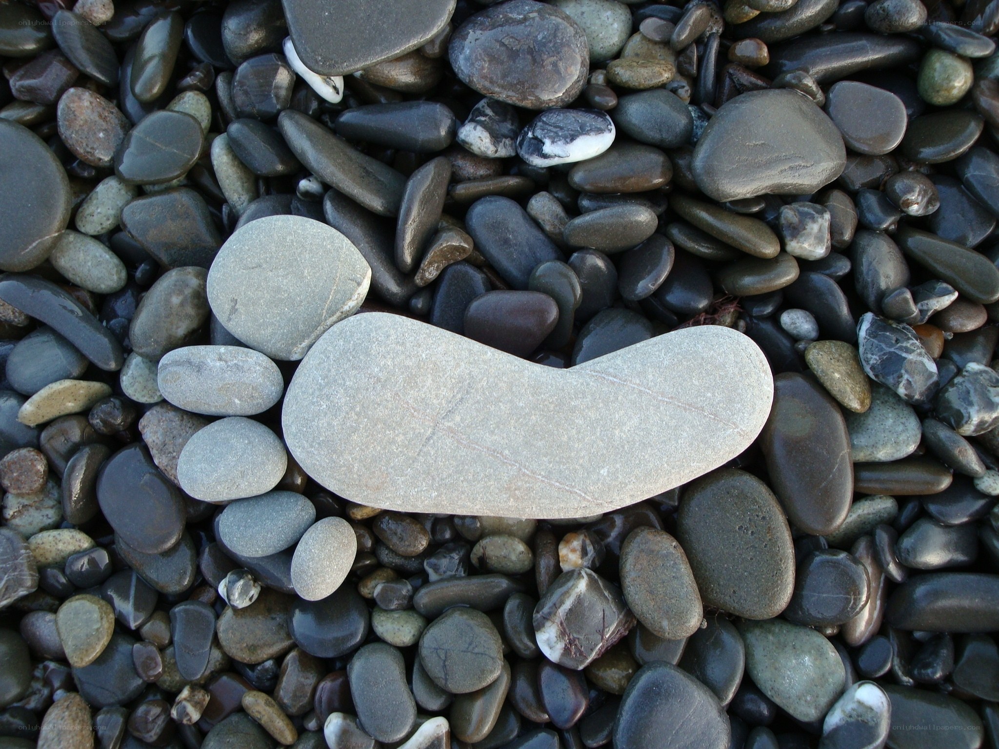 smooth stones on a beach