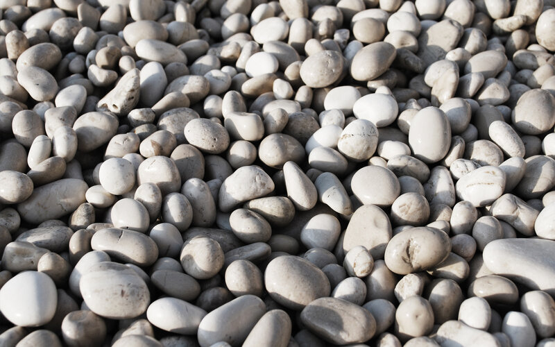 smooth white pebbles