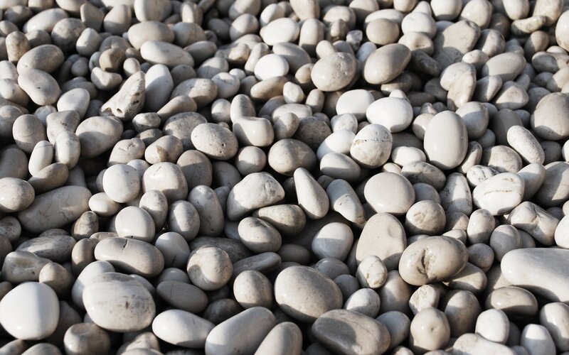 smooth white pebbles