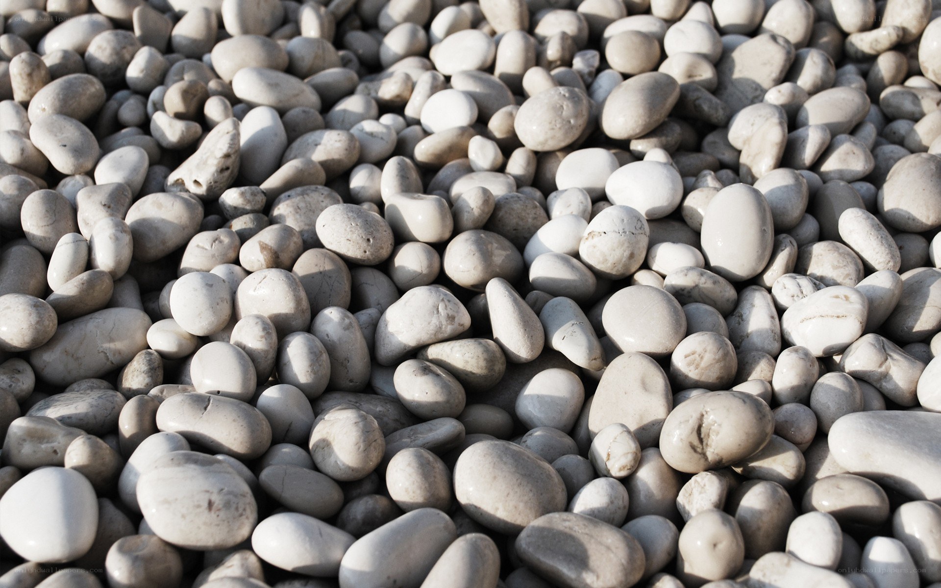 smooth white pebbles