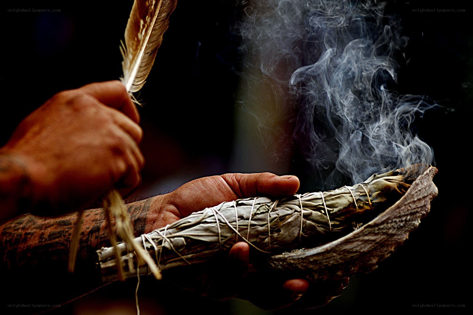 Smudging ritual with sage