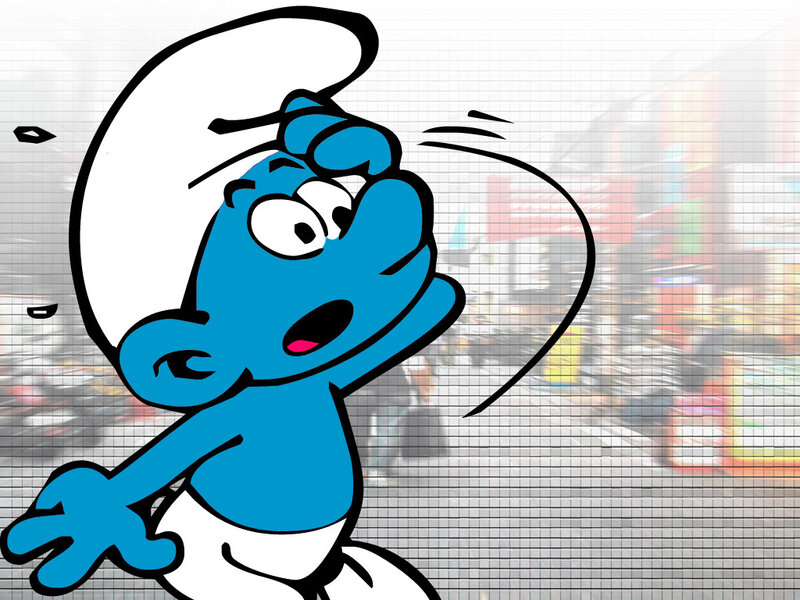 Smurf character in motion