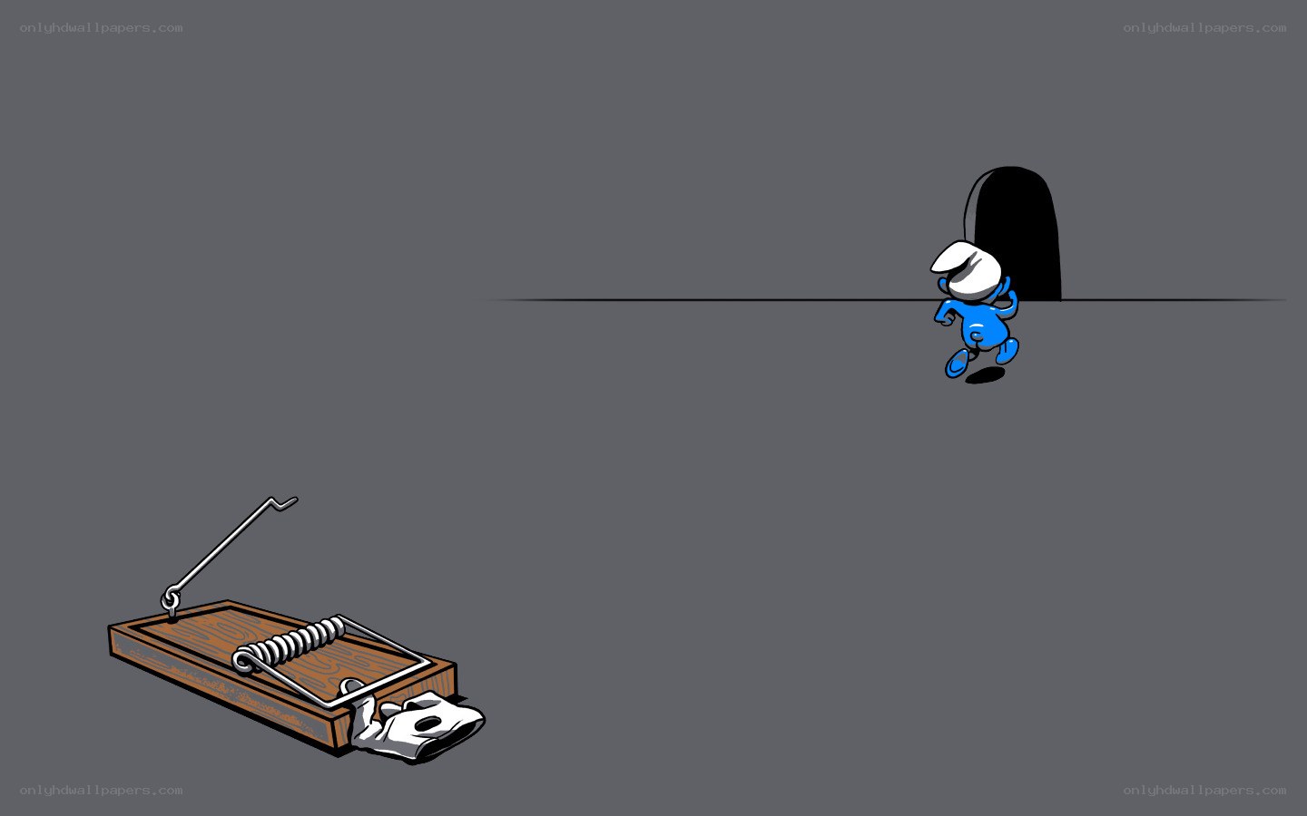 Smurf near a mousetrap