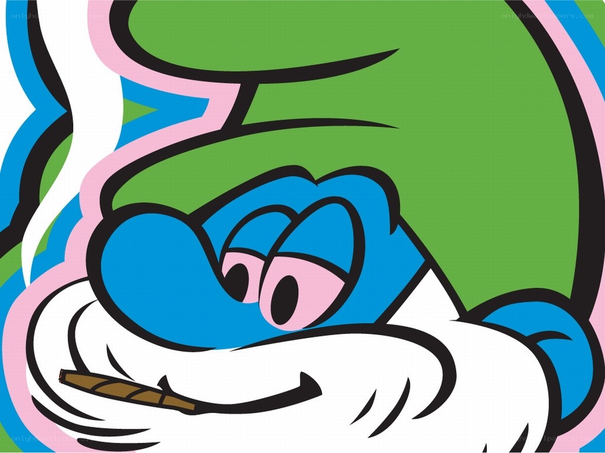Smurf smoking a cigarette