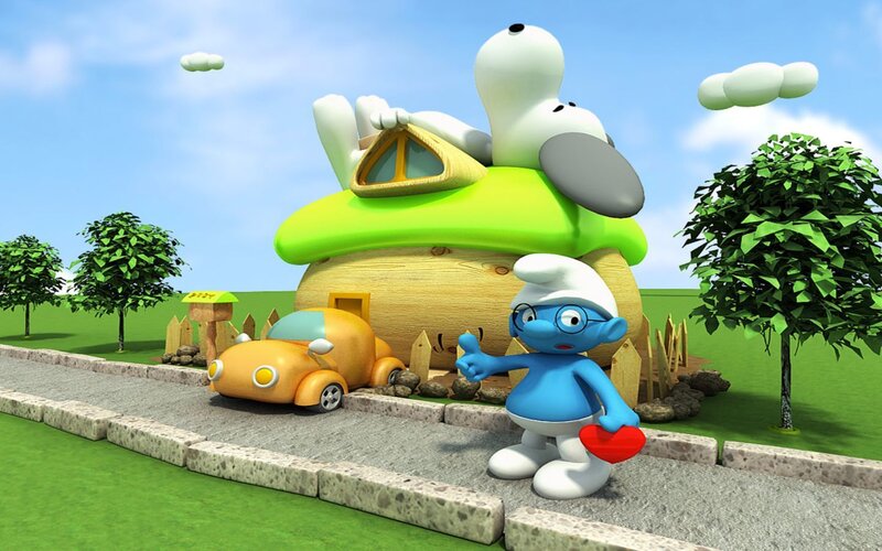 Smurf village scene