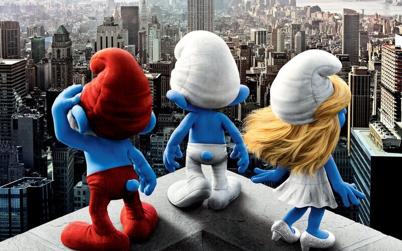 Smurfs on a city rooftop
