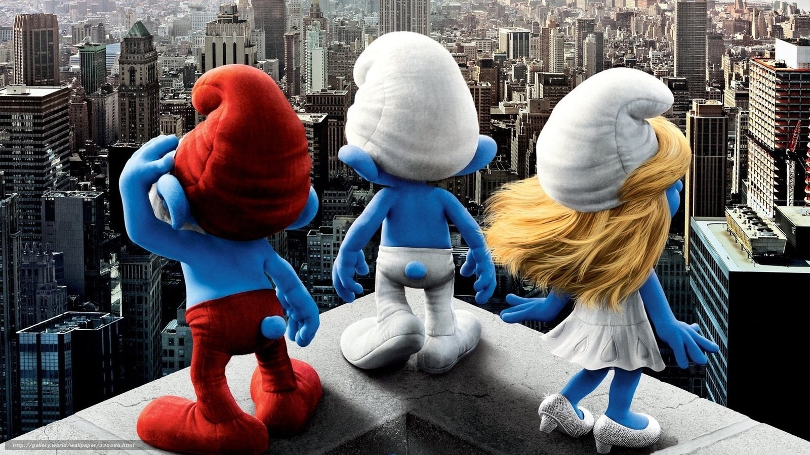 Smurfs on a city rooftop