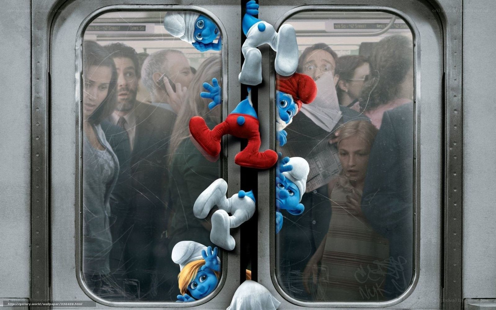 Smurfs on a subway