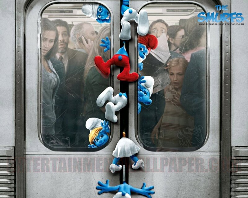 Smurfs on Train Door