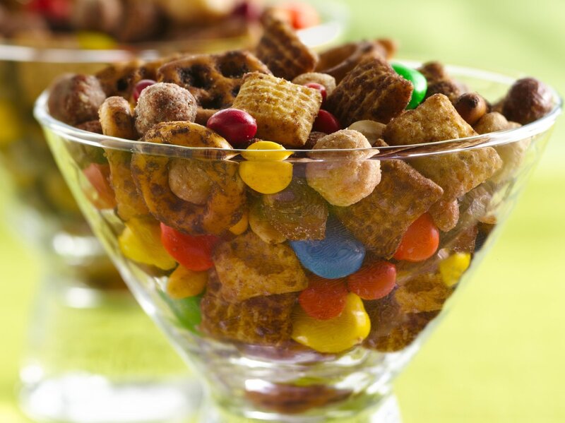 Snack Mix in Glass Bowl